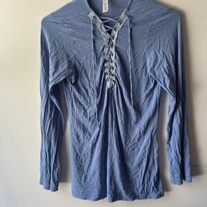Blue Lace-Up Women's Blouse